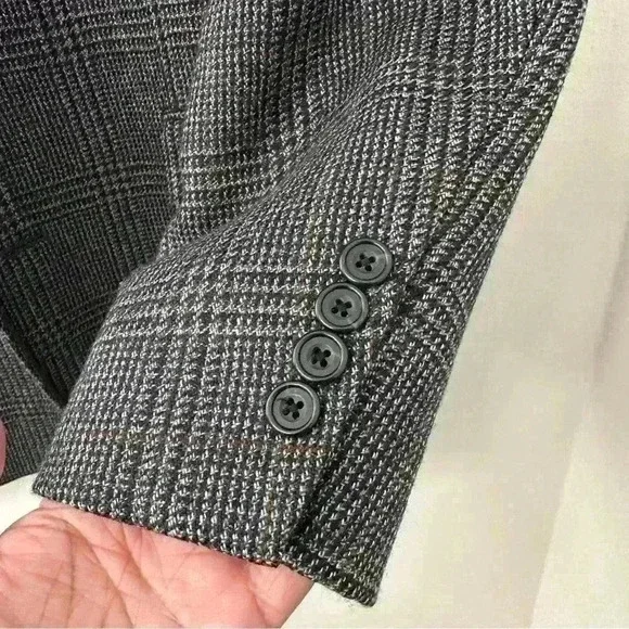 OSCAR DE LA RENTA Mens Grey Checkered Coat Suit Blazer 42L 100% Wool - Picture 9 of 11
